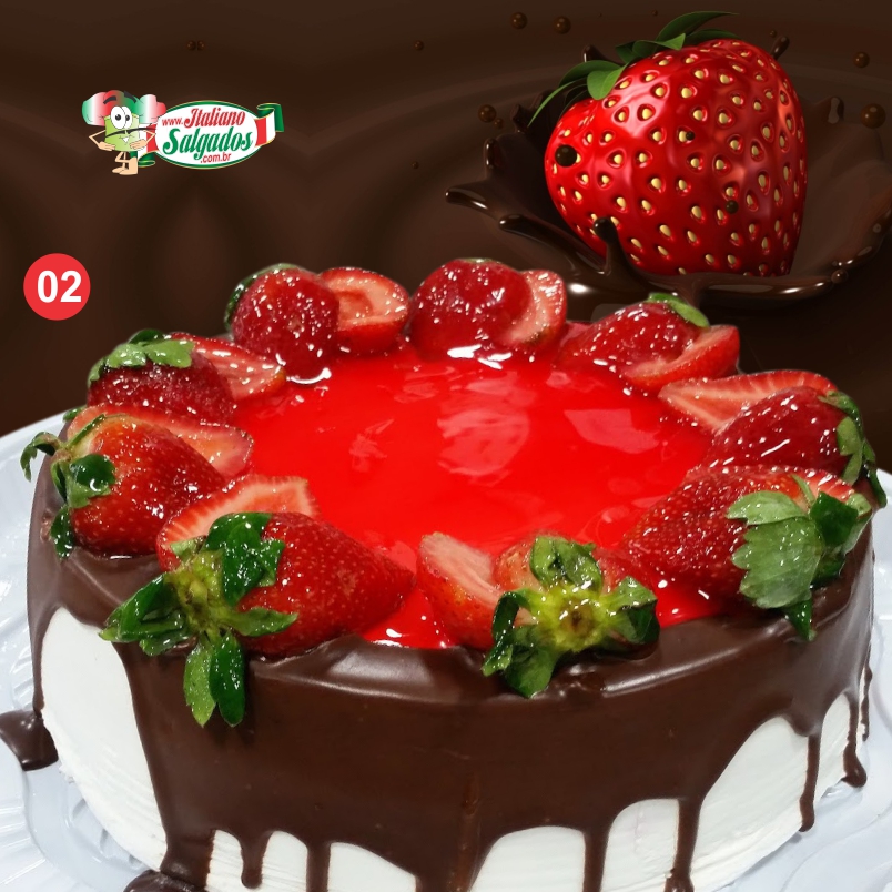 Torta Bolo Chocolate com Morango aniversário Goiânia Italiano Salgados